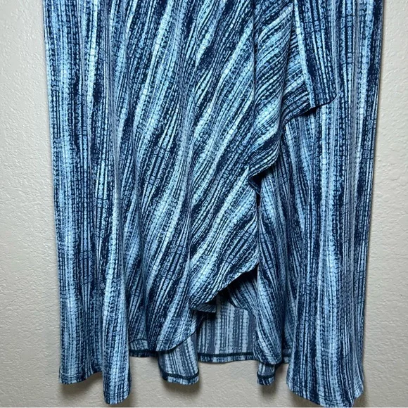 BCBGMaxAzria Ruffle Blue Striped Dress Faux Wrap women’s small comfy casual - Picture 3 of 8